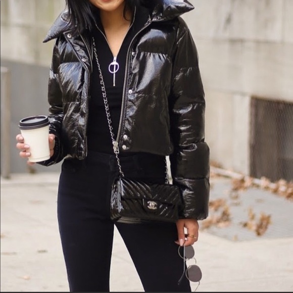 LPA 600 puffer jacket coat patent leather XS - Picture 2 of 9